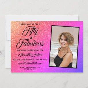 Invitation 50 et fabuleux Elegant Pink Photo Anniversaire