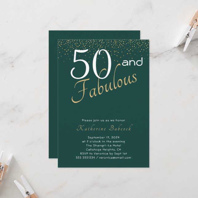 Invitation 50 et fabuleux Emerald Green Gold 50e anniversaire (Devant/Arrière en situation)