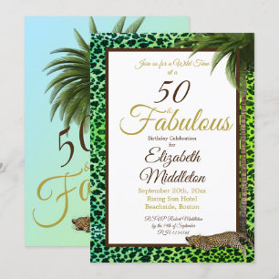 Invitation 50 et fabuleux Empreinte de léopard Palm Wild Birt