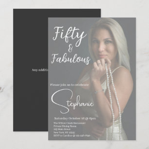 Invitation 50 et Fabuleux Fête d'anniversaire 50 ans Blanc
