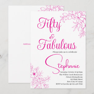 Invitation 50 et Fabuleux Fête d'anniversaire 50 ans Rose