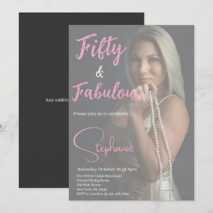 Invitation 50 et Fabuleux Fête d'anniversaire 50 ans Rose