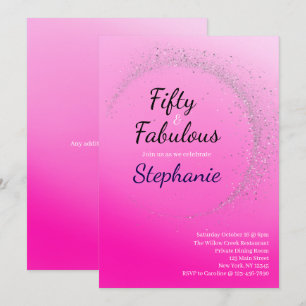 Invitation 50 et Fabuleux Fête d'anniversaire 50 ans Rose