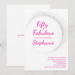 Invitation 50 et Fabuleux Fête d'anniversaire 50 ans Rose