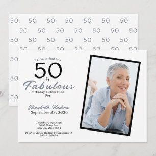 Invitation 50 et Fabuleux Fête d'anniversaire 50 Bleu