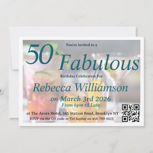 Invitation 50 et Fabuleux | Fête d'anniversaire de 50 ans (Devant)