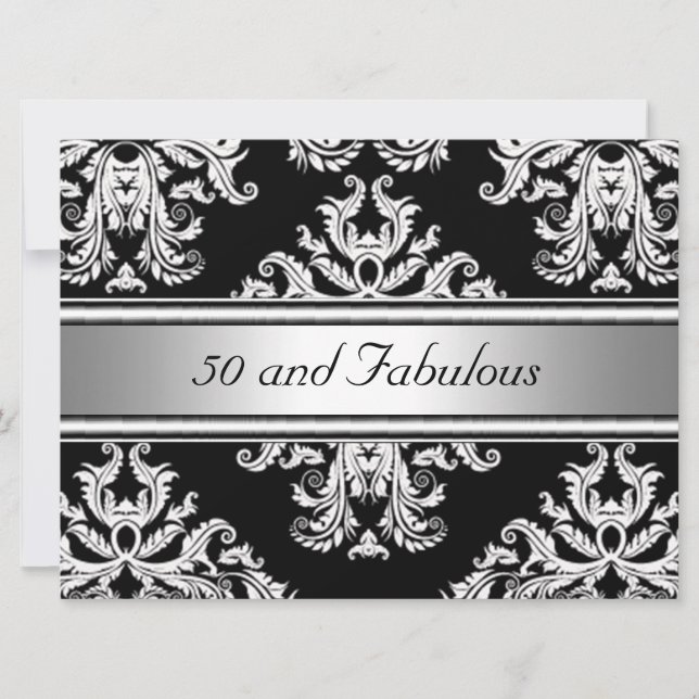 Invitation 50 et Fabuleux Fête d'anniversaire en Damas (Devant)
