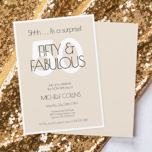 Invitation 50 et fabuleux Fête d'anniversaire moderne beige p