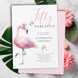 Invitation 50 et fabuleux Flamant rose rose Tiara 50e anniver