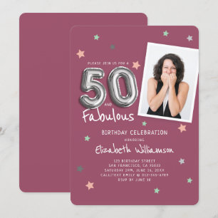 Invitation 50 et fabuleux Foil Balloon Stars Photo Anniversai