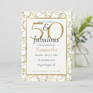 Invitation 50 et fabuleux Glam Gold White Circles Party