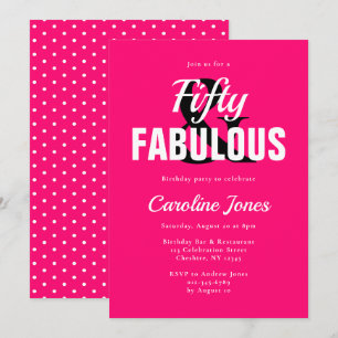 Invitation 50 et fabuleux Hot Pink Cinquantième anniversaire