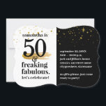 Invitation 50 et fabuleux Moderne Bold Funny Anniversaire fêt<br><div class="desc">Une drôle d'invitation de fête de 50ème anniversaire pour la FABULOUS fille d'anniversaire avec une typographie moderne et audacieuse en noir et blanc, et juste une petite parties scintillant d'or sur un simple bloc de couleur. Toutes les couleurs peuvent être modifiées, il suffit de cliquer sur "customiser plus loin" et...</div>
