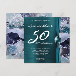 Invitation 50 et fabuleux Ocean Blue Agate Turquoise Annivers