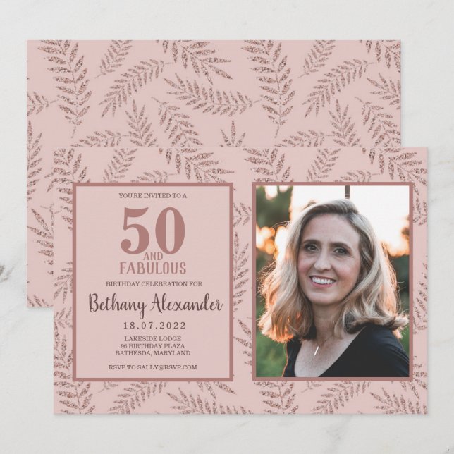 Invitation 50 et Fabuleux Paillettes Rose Gold (Devant / Derrière)