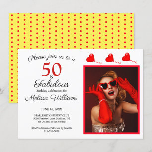 Invitation 50 et fabuleux Photo Rouge 50e anniversaire Jaune 