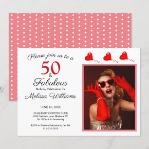 Invitation 50 et fabuleux Photo Rouge 50e Anniversaire Rose B