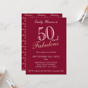 Invitation 50 et fabuleux Red Elegant Script Anniversaire