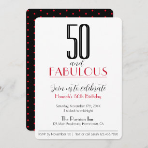 Invitation 50 et Fabuleux Retro Anniversaire Rouge et Black I