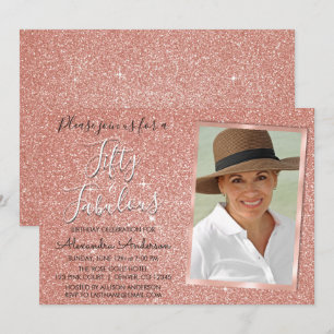 Invitation 50 et fabuleux Rose d'étincelle Gold Blush Pink Ph