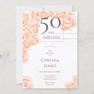 Invitation 50 et fabuleux rose floral rose Brown vertical