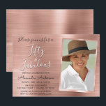 Invitation 50 et fabuleux Rose Gold Blush Pink Photo<br><div class="desc">Cinquante et fabuleux 50e anniversaire de fête Elégant Rose Gold Foil ou Blush Pink Birthday Invitations sont parfaites pour une Rose Gold ou Blush Pink Birthday Party. Ces 50 et Fabulous Party Invitations sont parfaits pour une fête de Cinquantième anniversaire. Vous pouvez mettre à jour la carte d'invitation pour inclure...</div>
