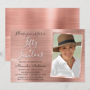 Invitation 50 et fabuleux Rose Gold Blush Pink Photo