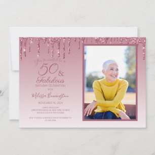Invitation 50 et fabuleux Rose Gold Pink Parties scintillant