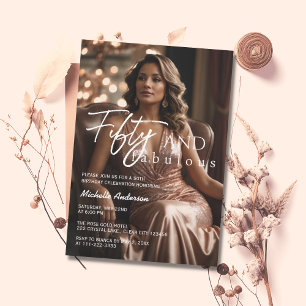 Invitation 50 et fabuleux Rose photo Gold 50e anniversaire