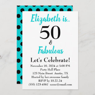 Invitation 50 et Fabuleux Turquoise Blue Anniversaire