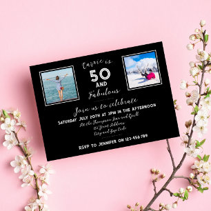 Invitation 50 et fabuleux Typographie moderne noir et blanc