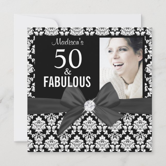 Invitation 50 et Fabulous black damask Photo| 50e anniversair (Devant)