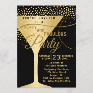 Invitation 50 et Fabulous Champagne Glass fête d'anniversaire