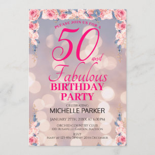 Invitation 50 et Fabulous Elegant 50e fête d'anniversaire