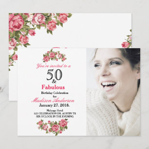 Invitation 50 et Fabulous Floral   50e anniversaire Invitatio