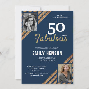 Invitation 50 et Fabulous Gold Parties scintillant 2 Photo 50