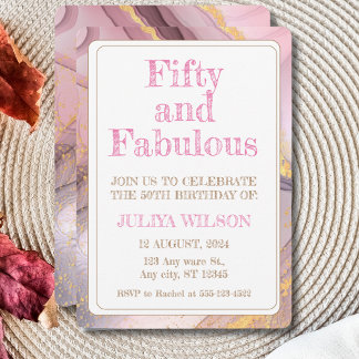 Invitation 50 et Fabulous Gold parties scintillant rose fête