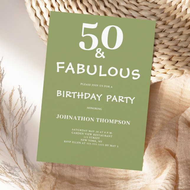 Invitation 50 et Fabulous Green Anniversaire (Créateur téléchargé)