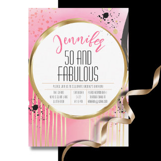 Invitation 50 et Fabulous Pink Black Glam 50e anniversaire