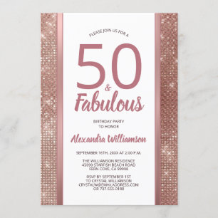 Invitation 50 et Fabulous Rose Gold Glam 50e fête d'anniversa