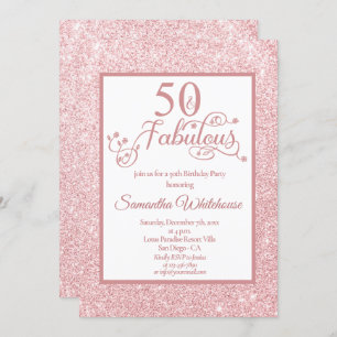 Invitation 50 et Fabulous Rose Gold Parties scintillant fête 