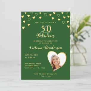 Invitation 50 et Fabulous Solid Vert et Or Anniversaire