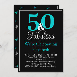 Invitation 50 et Fabulous Turquoise Blue sur Black