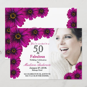 Invitation 50 et Fabulous violet Floral 50e Photo Anniversair