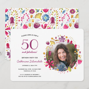 Invitation 50 et Fabulous Watercolor Floral Birthday Party