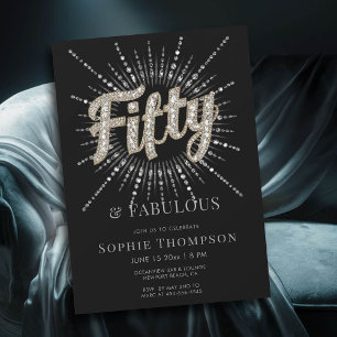 Invitation 50 Fabuleuse Parties scintillant Glam éclater noir