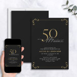 Invitation 50 & Fabuleux Black & Gold Calligraphy Anniversair<br><div class="desc">C'est ton anniversaire spécial, et il est temps de fêter ça ! Veux-tu jeter le meilleur bain de la ville ? Assurez-vous qu'il commence avec le plus haut de style avec cette 50 & Fabulous Black & Gold Calligraphy Invitation Anniversaire. Il saura donner le ton d'une célébration glamour. Cette belle...</div>