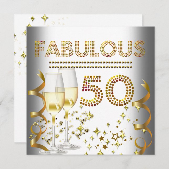 Invitation 50 Fabuleux Champagne d'or (Devant / Derrière)