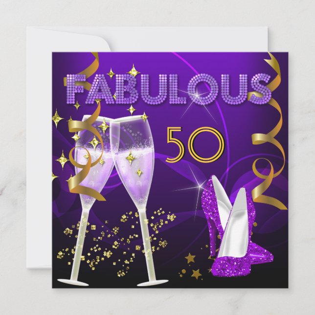 Invitation 50 Fabuleux Chaussures Champagne Purple Gold (Devant)