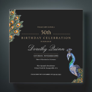 Invitation 50 & Fabuleux Elegant Aquarelle Peacock Anniversai